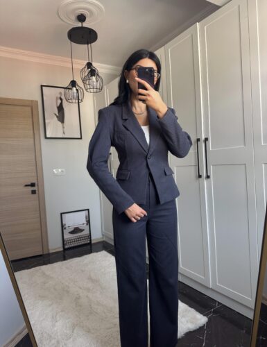 Lacivert Premium Belden Oturtmalı Ceket Pantolon Takım