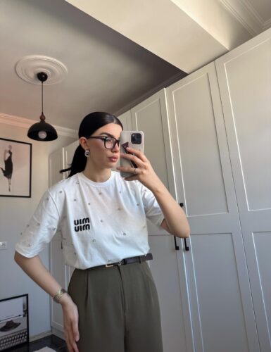 Miu Miu Taş İşlemeli T Shirt
