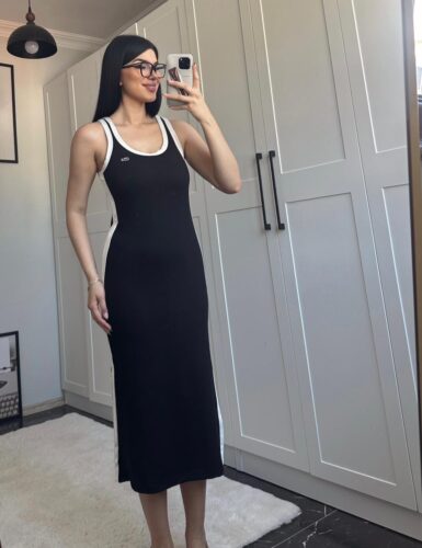 Lacoste Midi Siyah Elbise